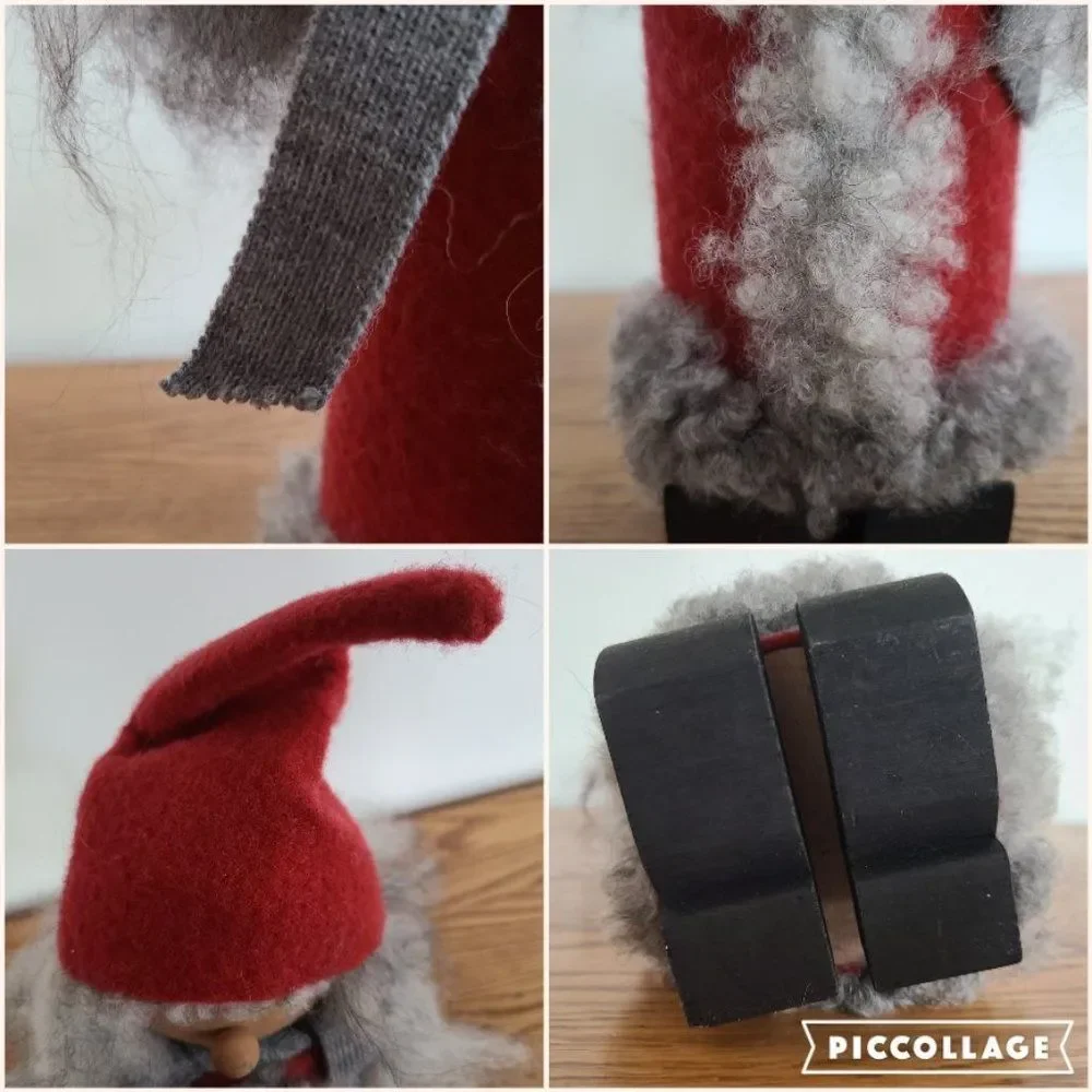 Handmade Sweden Larssons Tra Wood Felt Christmas Mrs. Claus Gnome Elf Figurine
